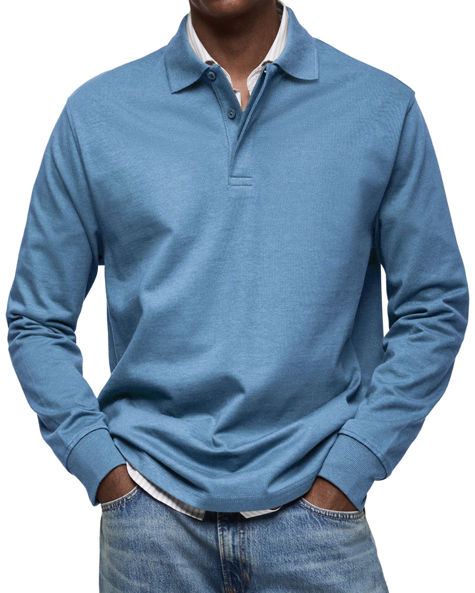 LUXURIÖSER POLOSHIRT MIT LANGEN ÄRMELN